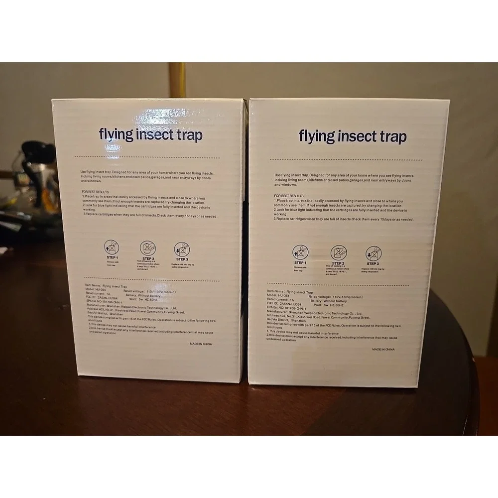 Flying Insect Trap, Compatible with ZEVOM364A Refill, 2 Plug-In Base + 2 Cartrid